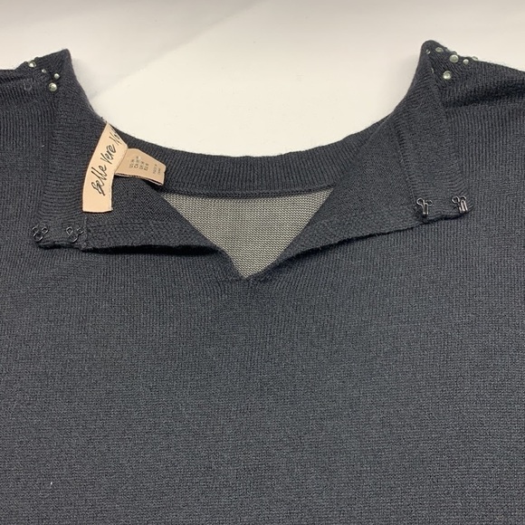 Belle Vere Notte Long Sleeve Bejeweled Crew Neck Wool Blend Dress Black Medium - Picture 8 of 12